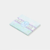 Pastellblauer Floral Monogramm Post-it Klebezettel (angewinkelt)