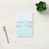 Pastellblauer Floral Monogramm Post-it Klebezettel (Büro)