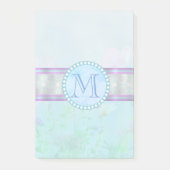 Pastellblauer Floral Monogramm Post-it Klebezettel (Vorderseite)
