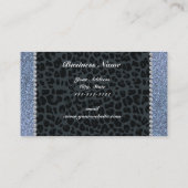 Pastellblauer Glitzer Grauleopard Visitenkarte (Rückseite)