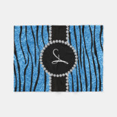 Pastellblauer Glitzer Zebrastreifen Fleecedecke (Vorderseite (Horizontal))