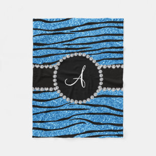 Pastellblauer Glitzer Zebrastreifen Fleecedecke