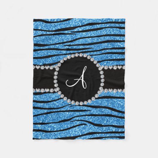 Pastellblauer Glitzer Zebrastreifen Fleecedecke (Vorderseite)