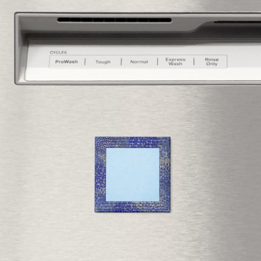 Pastellblauer Hintergrund, mittlerer blauer Rahmen Magnet (In Situ (Geschirrspüler))