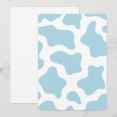 Pastellblauer Kuhdruck Kawaii Einladung (Vorne/Hinten)