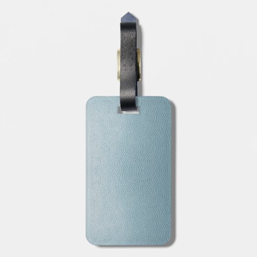 Pastellblauer Leder Gepäckanhänger (Rückseite vertikal)