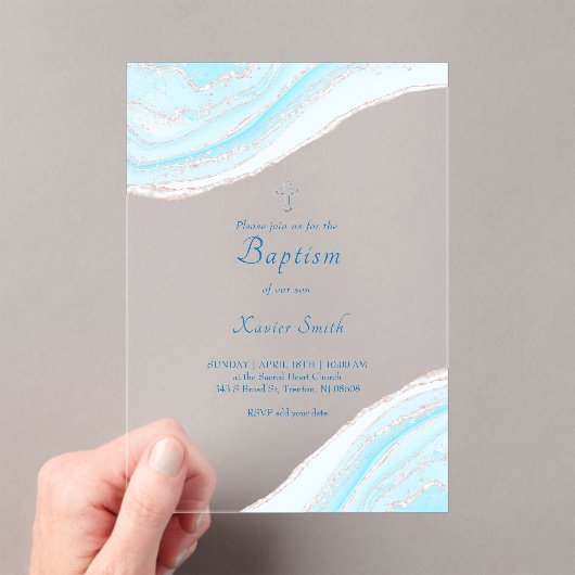 Pastellblauer Marmor Acryleinladungen (Insitu (Handheld))