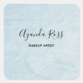 Pastellblauer Marmor Quadratischer Aufkleber (Vorderseite)