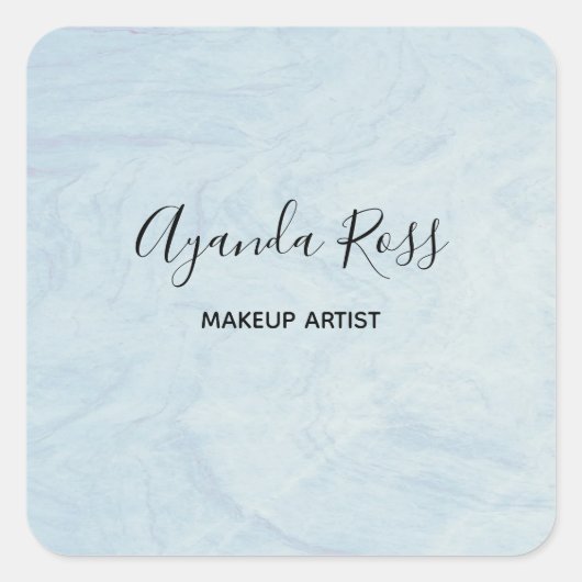 Pastellblauer Marmor Quadratischer Aufkleber (Vorderseite)