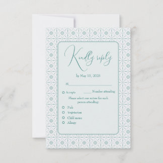 Pastellblauer Muster Hochzeitskarte RSVP Karte