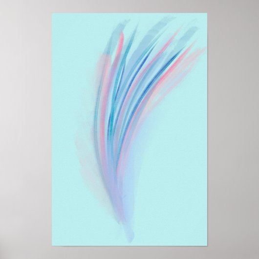 Pastellblauer Rosa Abstrakte Featherings Poster (Vorne)