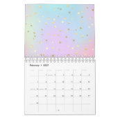 Pastellblauer Rosa Lila Goldene Punkte Kalender (Feb 2027)