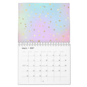 Pastellblauer Rosa Lila Goldene Punkte Kalender (Mär 2027)