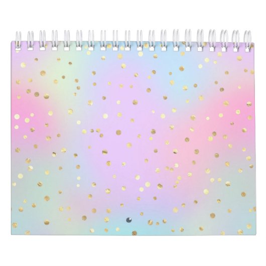 Pastellblauer Rosa Lila Goldene Punkte Kalender (Titelbild)