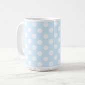 Pastellblauer und weiße Polka-Punkte Kaffeetasse (Vorderseite Links)