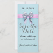 Pastellblaues Design mit Bogen Einladung (Vorderseite)