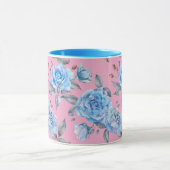 Pastellblaues Muster, rosa Hintergrund, Tasse (Zentrum)