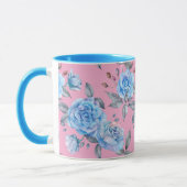 Pastellblaues Muster, rosa Hintergrund, Tasse (Links)