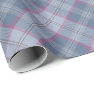 Pastellblaues und rosa Tartan Rotationspapier Geschenkpapier