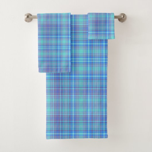Pastellblaukariert Badhandtuch Set (Insitu)
