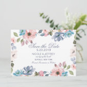 Pastellblaurosa Lila Hochzeit Sichern Sie das Datu Save The Date (Stehend Vorderseite)