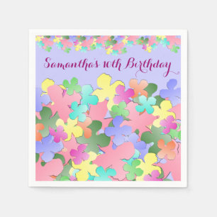 PastellBlumen-Collagen-Gewohnheit GEBURTSTAG Serviette