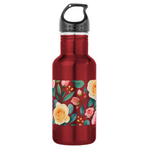 Pastellblumen Florales Design Sanftes Vintage Bota Edelstahlflasche