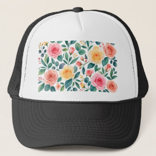 Pastellblumen Florales Design Sanftes Vintage Bota Truckerkappe