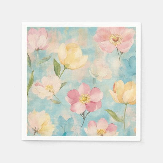 Pastellblumen. Gartenschönheit. Serviette (Vorderseite)