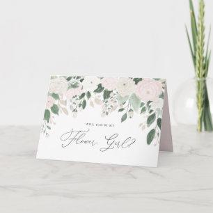 Pastellblumen Glitter Wirst du mein Blumenmädchen  Karte