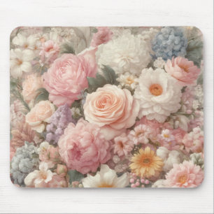 Pastellblumen Shabby Chic Rose Blumendesign Mousepad
