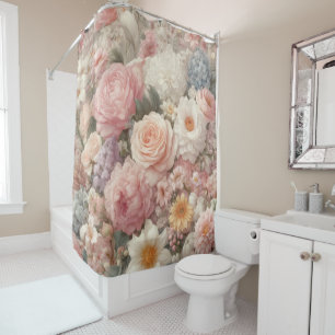 Pastellblumen Shabby Chic Rosen Blumenmuster Duschvorhang