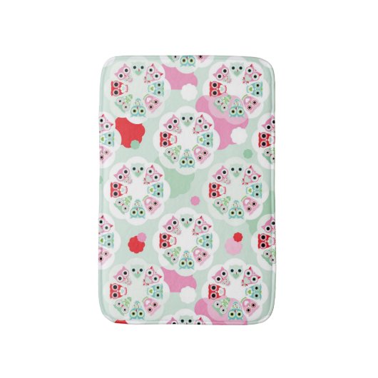 PastellBlumeneulen-Hintergrundmuster Badematte (Vorderseite Vertikal)