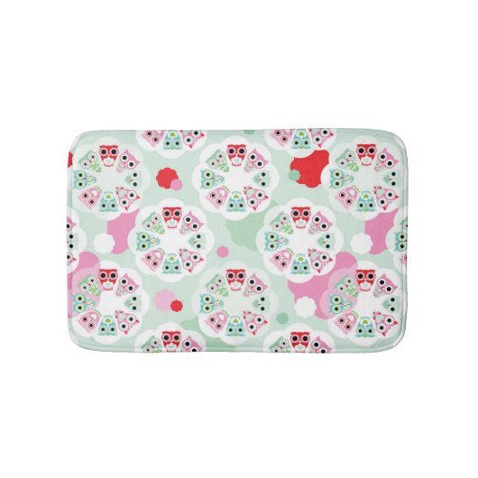 PastellBlumeneulen-Hintergrundmuster Badematte (Vorderseite)