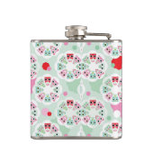 PastellBlumeneulen-Hintergrundmuster Flachmann (Rückseite)