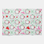 PastellBlumeneulen-Hintergrundmuster Geschirrtuch (Horizontal)