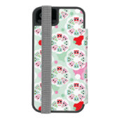 PastellBlumeneulen-Hintergrundmuster Incipio iPhone Geldbeutel-Hülle (Folio Rückseite)