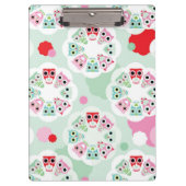 PastellBlumeneulen-Hintergrundmuster Klemmbrett (Vorderseite)