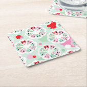 PastellBlumeneulen-Hintergrundmuster Rechteckiger Pappuntersetzer (angewinkelt)