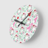 PastellBlumeneulen-Hintergrundmuster Runde Wanduhr (Winkel)