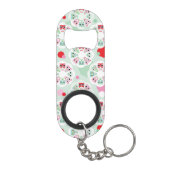PastellBlumeneulen-Hintergrundmuster Schlüsselanhänger Flaschenöffner (Rückseite)