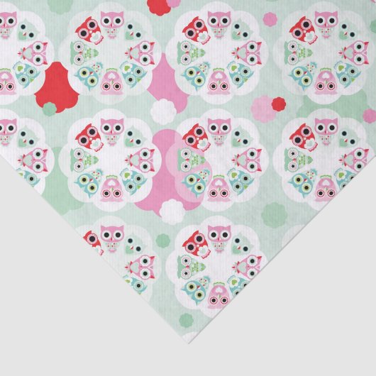 PastellBlumeneulen-Hintergrundmuster Seidenpapier (Ausschnitt)