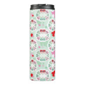 PastellBlumeneulen-Hintergrundmuster Thermosbecher (Rückseite)
