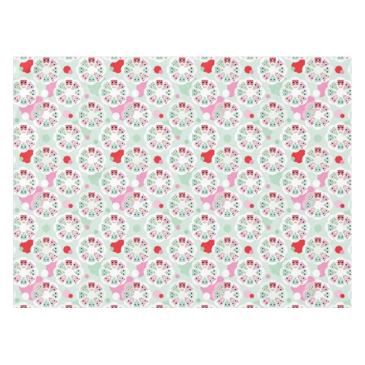 PastellBlumeneulen-Hintergrundmuster Tischdecke (Vorderseite (Horizontal))