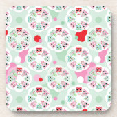 PastellBlumeneulen-Hintergrundmuster Untersetzer (Vorderseite)