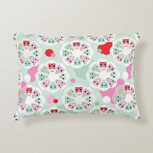 PastellBlumeneulen-Hintergrundmuster Zierkissen