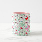 PastellBlumeneulen-Hintergrundmuster Zweifarbige Tasse (Mittel)