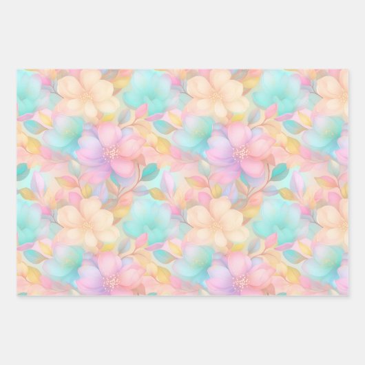 Pastellblumenmuster Geschenkpapier Set (Vorderseite 2)