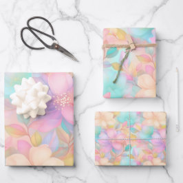 Pastellblumenmuster Geschenkpapier Set