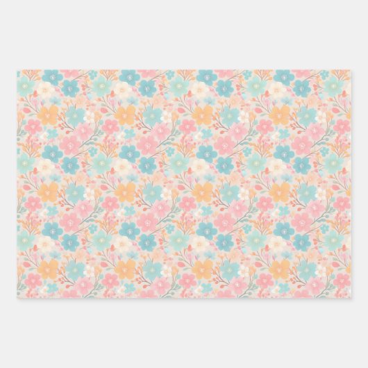 Pastellblumenmuster Geschenkpapier Set (Vorderseite 3)